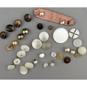 Vintage Buttons Lot – MOP, Brass, Glass & Plastic Mix | Dress & Coat Buttons